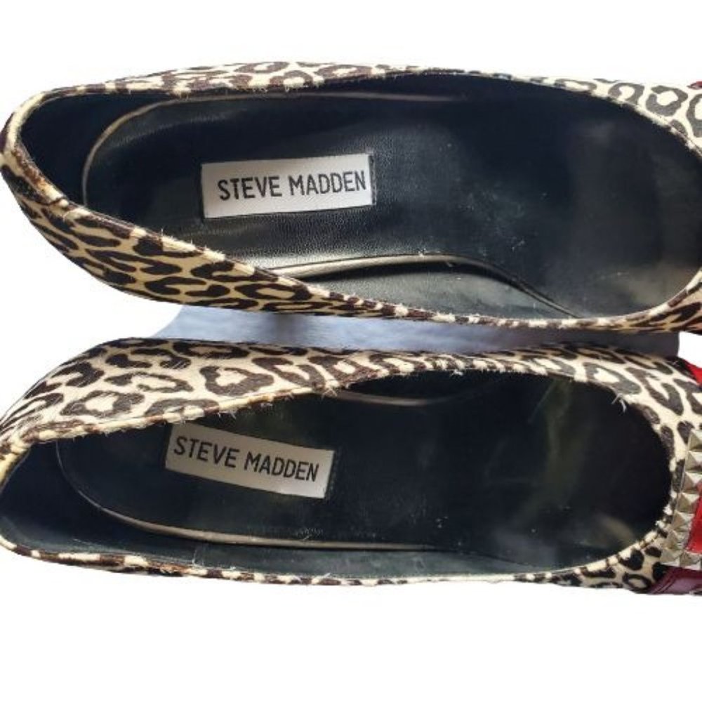 Steve Madden Women's Mindy Leopard Print Faux Fur Block Heel Stiletto‎ Size 9.5M - Picture 7 of 11